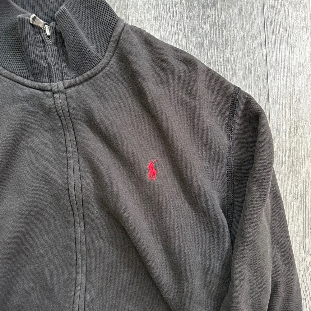Mens Y2K Polo Ralph Lauren Black Zip Up Sweater XL